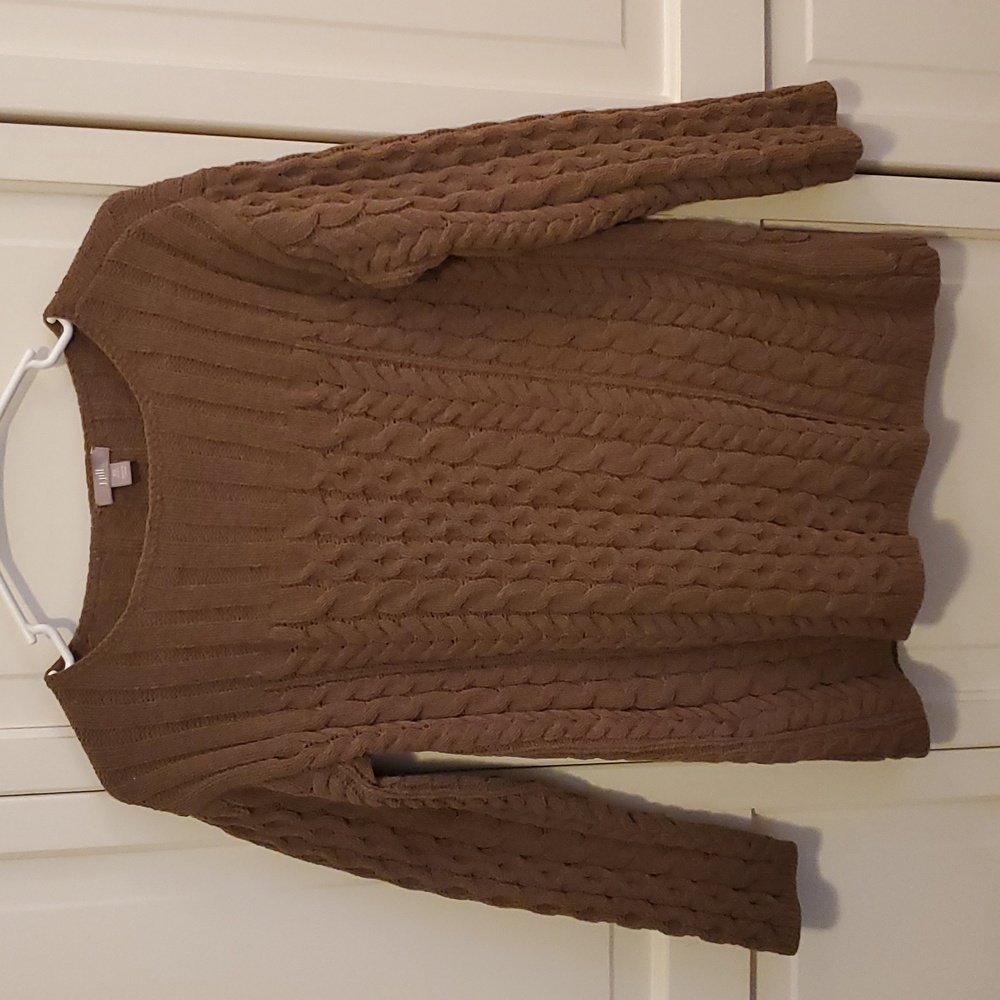 J Jill Chenille Cable-Knit Sweater, XSP - Mushroom Brown